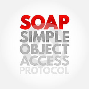 SOAP - Simple Object Access Protocol is a messaging protocol specification for exchanging structured information in the