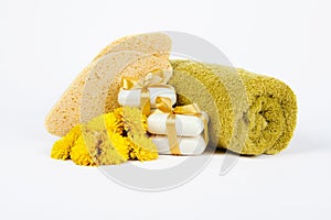 Soap and sponges for spa