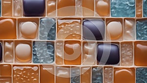 A soap sud pattern, showing the variation and the randomness of water. The sud is different in size on a tile wall