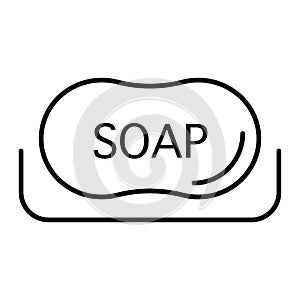 Soap thin line icon. Hygiene illustration isolated on white. Toiletries outline style design, designed for web and app