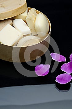 Soap in wooden case with rose