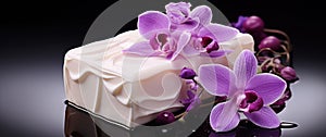 soaps with natural ingredients of opulent purple orchid flowers