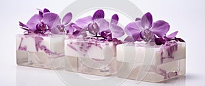 soaps with natural ingredients of opulent purple orchid flowers