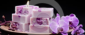 soaps with natural ingredients of opulent purple orchid flowers