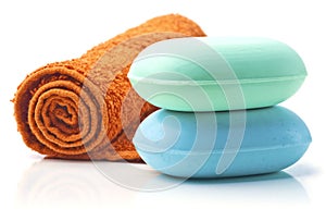 Soaps with Towel. photo