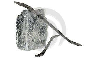 soapstone with carving tools