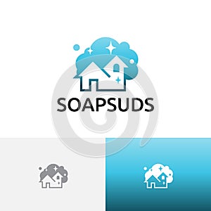 Soapsuds Shiny House Cleaning Service Care Logo