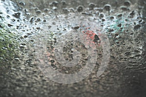 Soapy car windshield view from inside a car during an automatic wash cycle