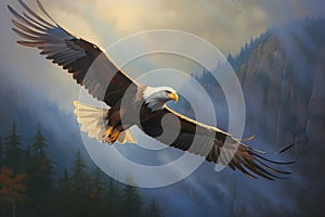 A soaring eagle gracefully traverses the vast expanse of the sky (Generative AI)