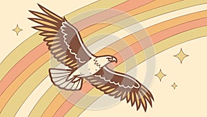 Soaring Eagle with Rainbow Swirls Vector Design, vector design Generative AI
