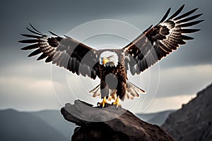 A soaring eagle in a storm