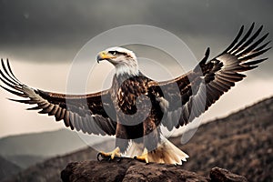 A soaring eagle in a storm