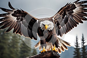 A soaring eagle in a storm