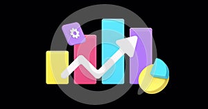 Soaring Financial Graphs on a Digital Display Icon animation with alpha channel