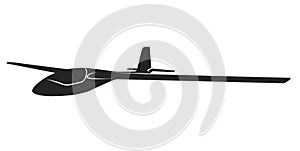 Soaring glider sailplane silhouette, none motive-powered aircraft, side view photo