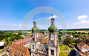 Soaring majestic church Saint Maurice in little french village E