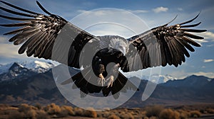 the soaring motion of a condor, showcasing its wide wingspan