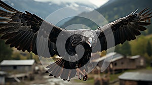 the soaring motion of a condor, showcasing its wide wingspan