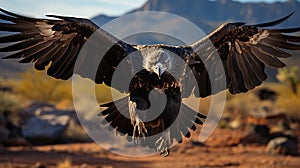 the soaring motion of a condor, showcasing its wide wingspan