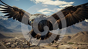 the soaring motion of a condor, showcasing its wide wingspan