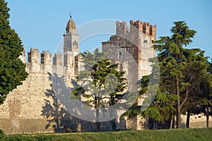 Soave, Italy. Beautiful town in Veneto region in the Province of Verona, northern Italy. Old medieval city walls and the