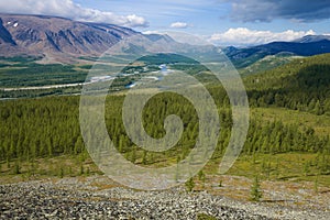 Sob river valley on a August day. Polar Urals. YaNAO