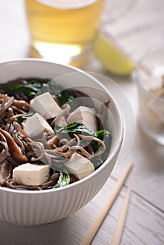 Soba noodles with Tofu cubes