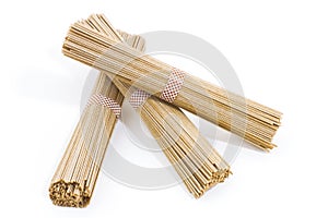 Soba noodles on white background