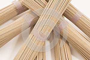 Soba noodles on white background