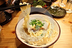 Soba from Okinawa-ken Japan with fishball