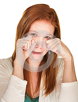 Sobbing Woman Rubbing Her Eyes