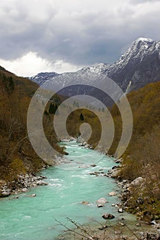 Soca alpine river in Slovenia