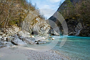 Soca River Near Kal-Koritnica in Slovenia