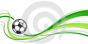 Soccer abstract background with ball and green waves. Abstract wave football element for design. Football ball.