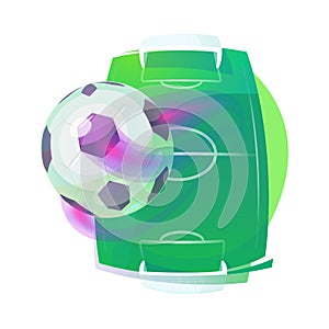 Soccer or association football ball and pitch