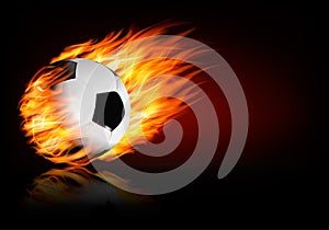 Soccer background with a flaming ball.