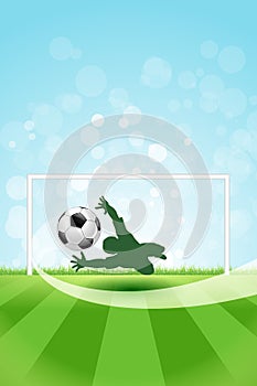 Soccer Background with Goalkeeper and Ball