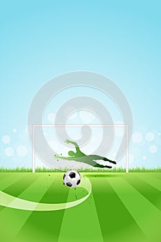Soccer Background with Goalkeeper and Ball