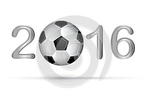 Soccer ball in 2016 digit on white
