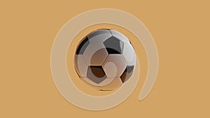 Soccer ball 3d illustration realistic black and white ball on orange background