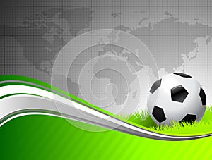 Soccer Ball on abstract green Background with Worl