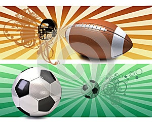 Soccer ball and american football