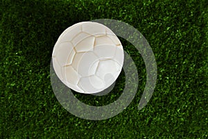 Soccer Ball on artificial grass, Dark green. with clipping path.