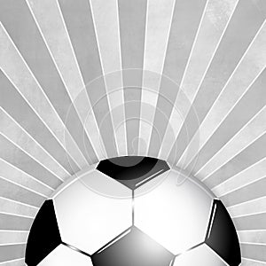 Soccer ball background black white with gray rays