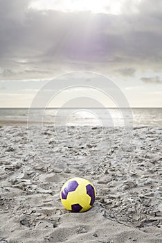 Soccer ball on ballybunion beach