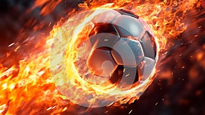 Soccer ball becomes a flaming meteor, hurtling towards the net. Generative AI
