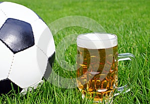 Soccer ball with beer mug