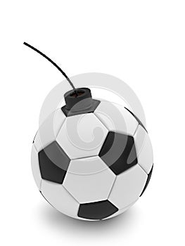 Soccer ball bomb on white