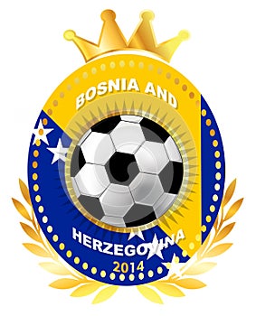 Soccer ball on Bosnia and Herzegovina flag