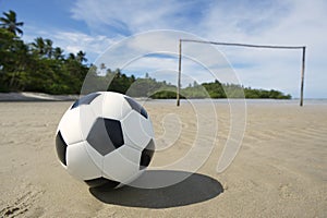 Soccer Ball on Brazilian Beach Football Pitch